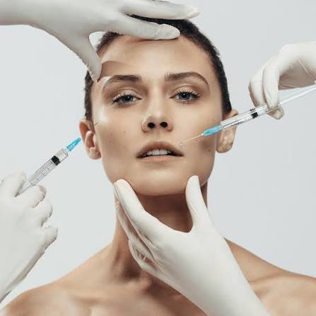 Close-up of a facial injectable treatment being administered